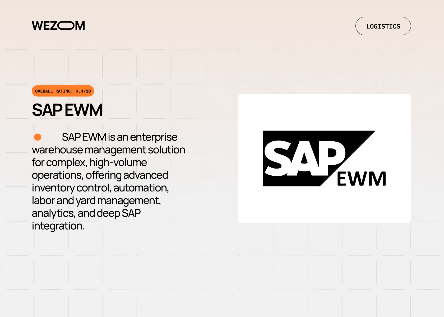 SAP EWM warehouse management solution included in 3PL software reviews for complex logistics operations